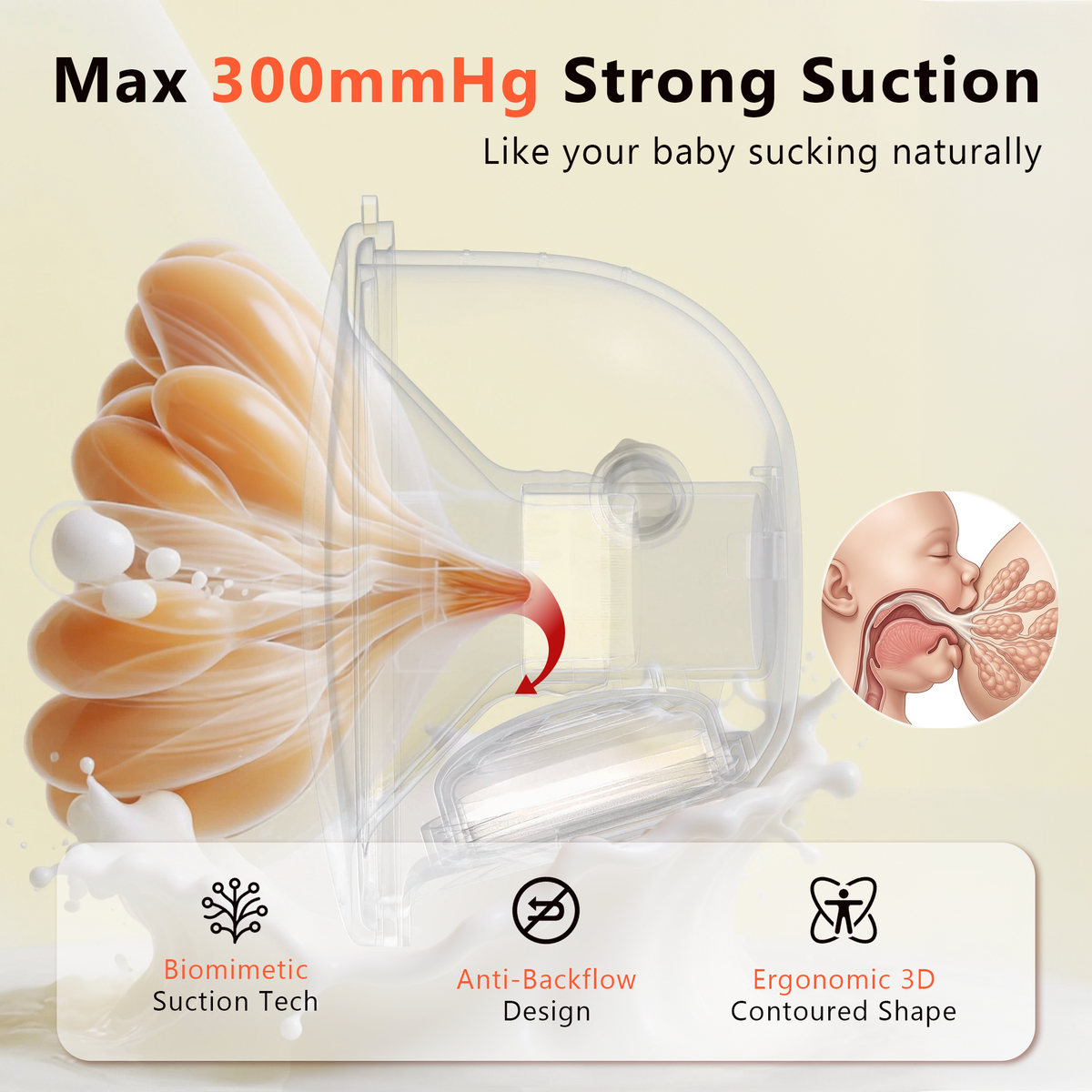 Hands Free Wearable Breast Pump, 4 Modes & 48 Adjustable Levels, Smart LCD Display, Large Capacity Battery, 3D Anatomical Interface