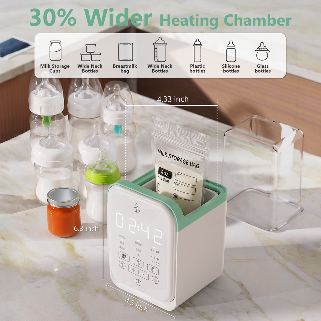 10-in-1 Baby Bottle Warmer, Fast Heating with Timer & Memory, Precise Temp Control, Thaw & Steam Mode, Auto Shutoff, White
