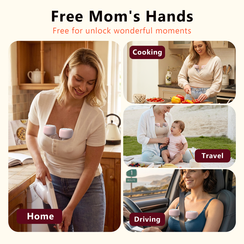 Hands Free Wearable Breast Pump, 4 Modes & 48 Adjustable Levels, Smart LCD Display, Large Capacity Battery, 3D Anatomical Interface