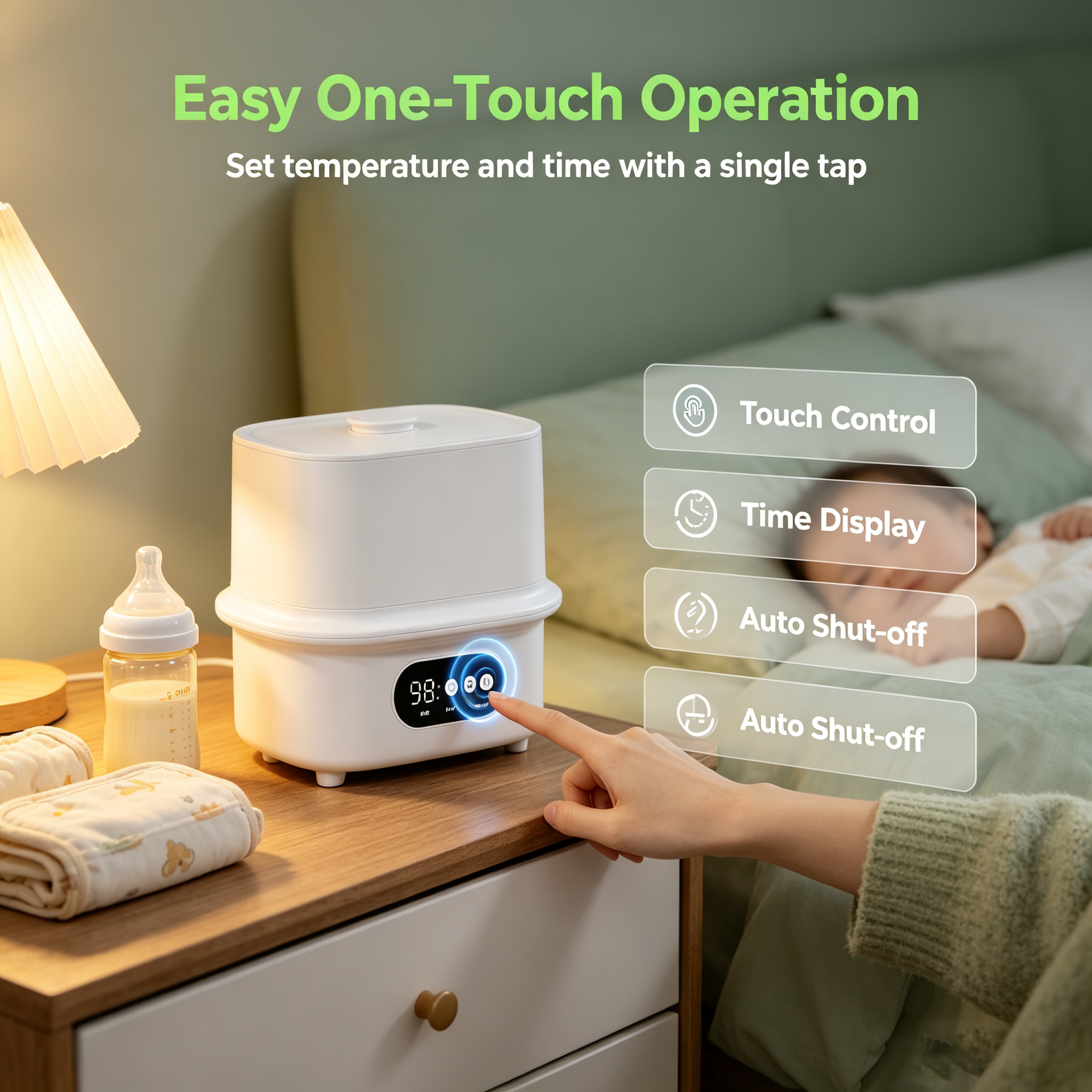 6-in-1 Baby Bottle Sterilizer and Dryer, Steam Cleaning Function with Hot Air Drying, Storage Mode and Digital Control for Home Use