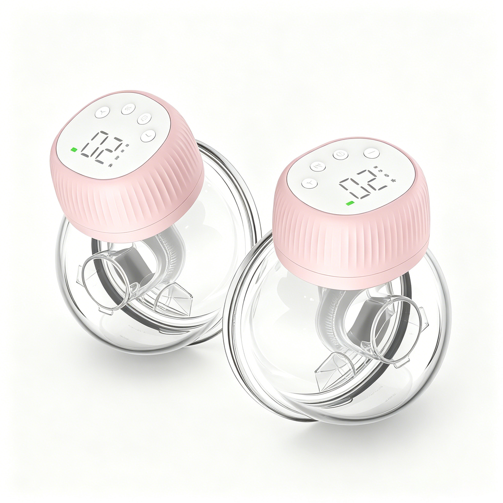 Wearable Breast Pump, Hands-Free Design with 4 Modes & 48 Adjustable Levels, Curved LCD Display, Button Control, USB Rechargeable, Soft Silicone Flange