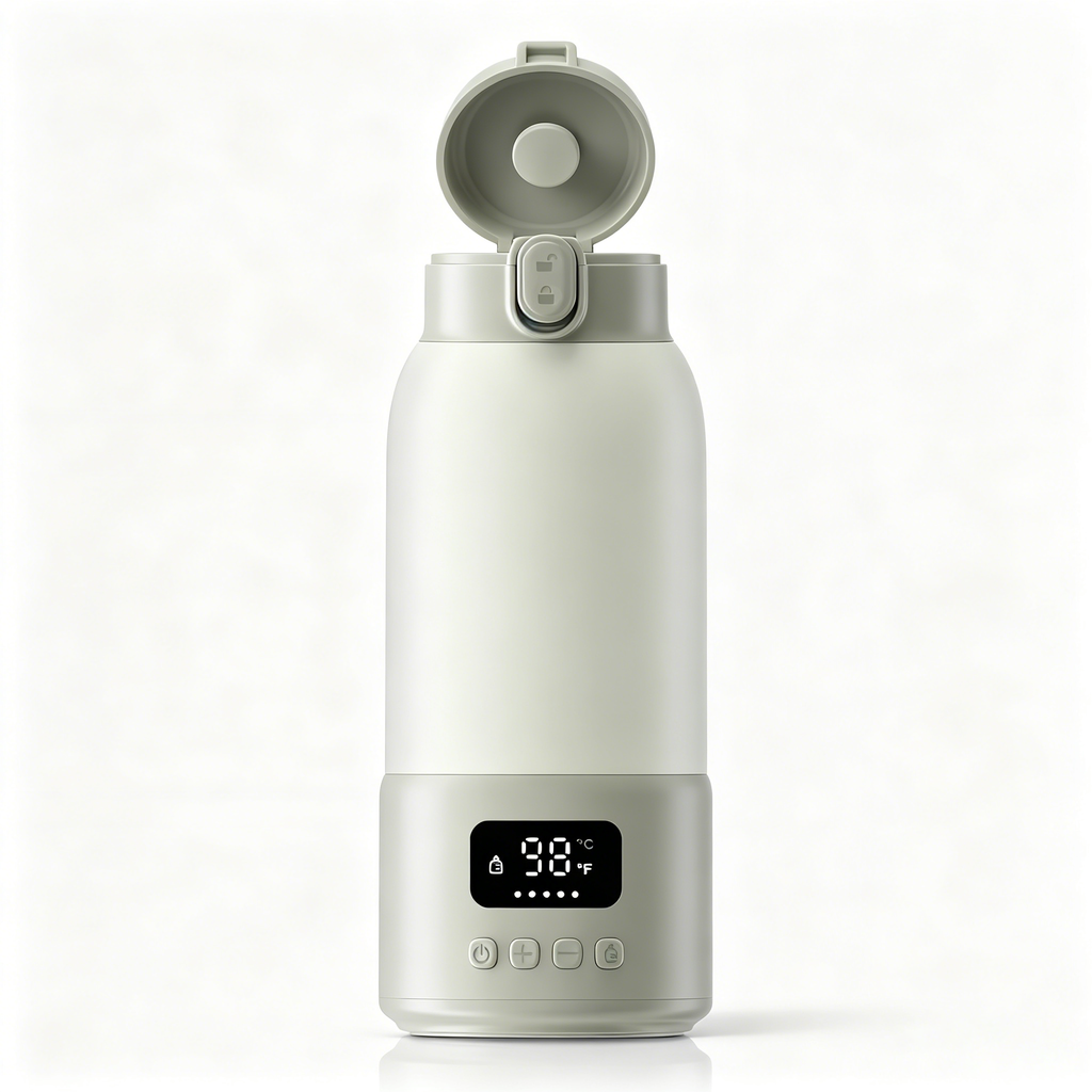 USB Rechargeable Portable Bottle Warmer with 17 oz Capacity, Digital Display, Adjustable Temperature, 316L Stainless Steel Interior