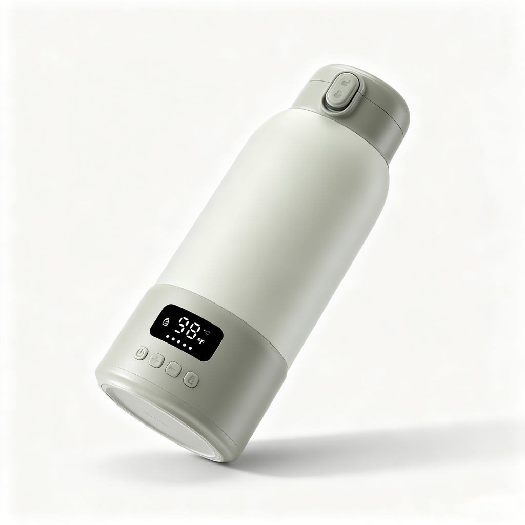 Portable Bottle Warmer with Adjustable Temperature, USB Rechargeable, Digital Display, 17 oz Capacity, 316L Stainless Steel Interior