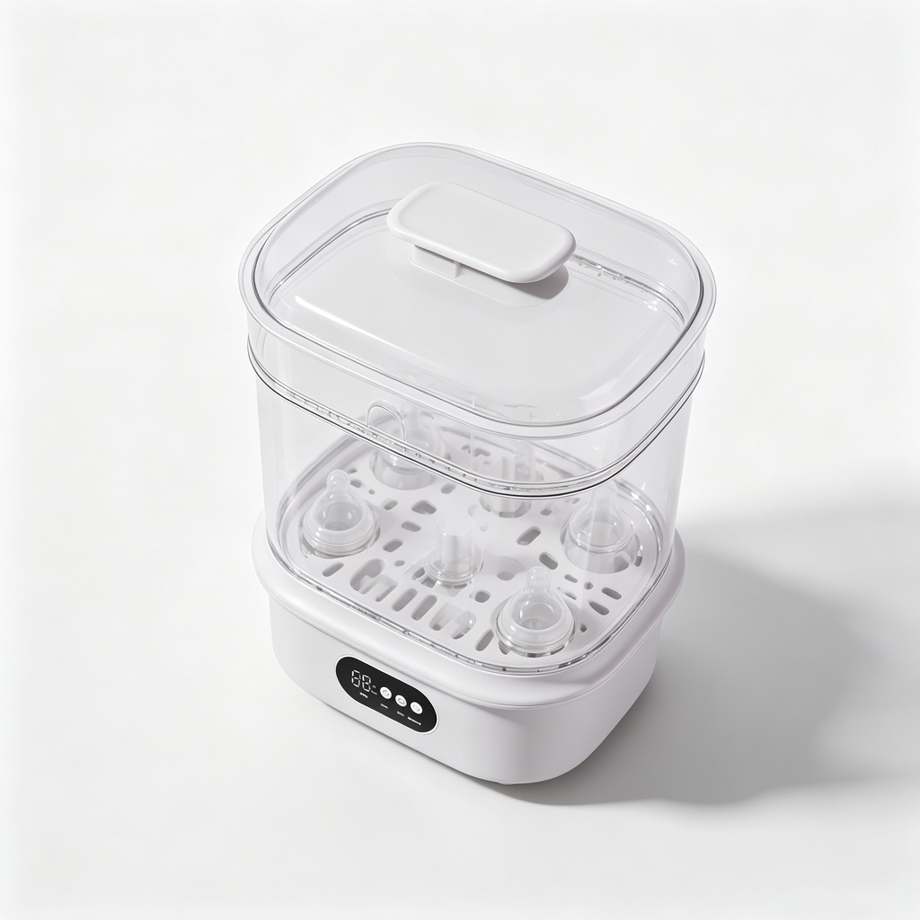 6-in-1 Baby Bottle Sterilizer, Dryer and Warmer with Steam Function, Hot Air Drying, Digital Timer and Storage Mode