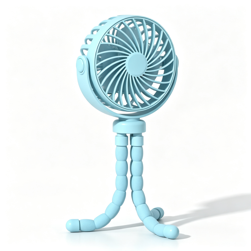 Rechargeable Portable Stroller Fan with Bendable Tripod Legs, Adjustable Wind Speeds, Rotatable Head and USB-C Charging