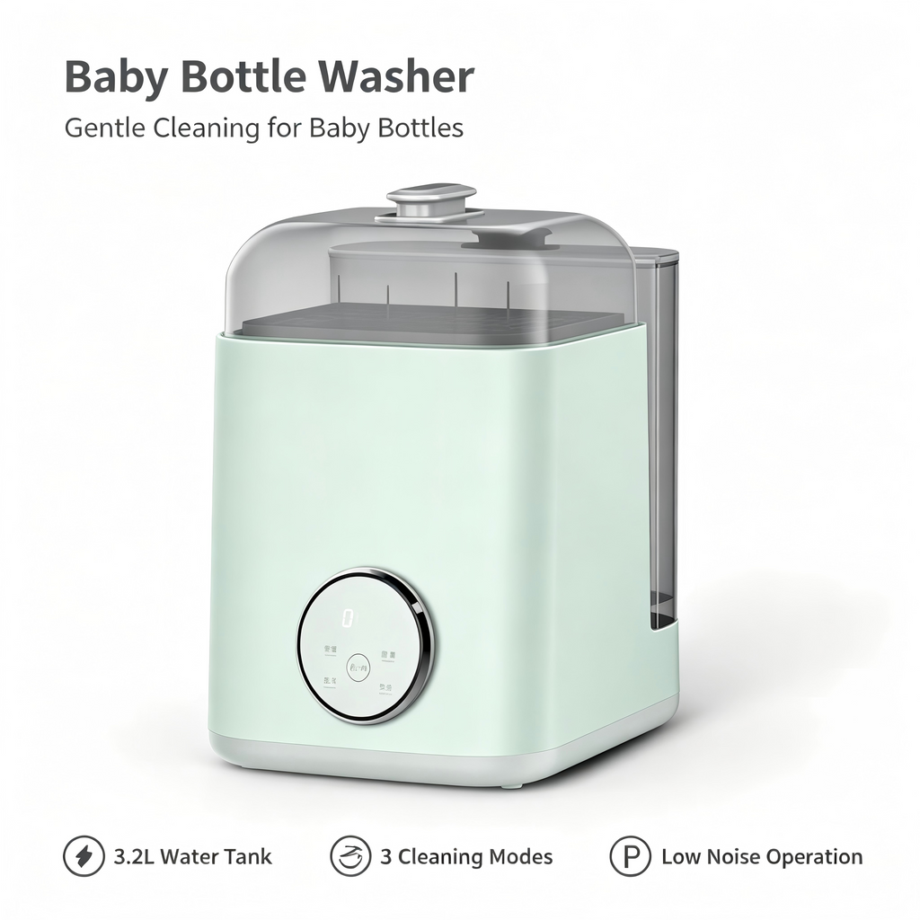 Baby Bottle Washer and Dryer, Automatic Cleaning Machine with Drying and Storage Functions for Bottles and Accessories