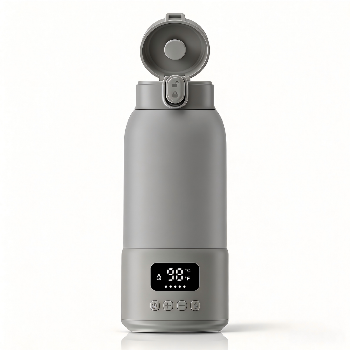 Portable Baby Bottle Warmer, 17oz Capacity, 316L Stainless Steel Interior, Rechargeable Battery, Adjustable Temperature Settings, Digital Display