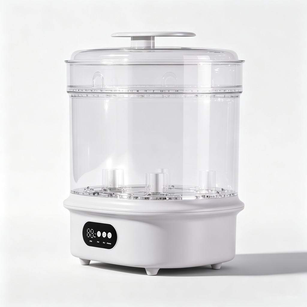 Electric Bottle Sterilizer and Dryer, Steam Function Bottle Cleaner with Hot Air Drying and Timer Settings for Home