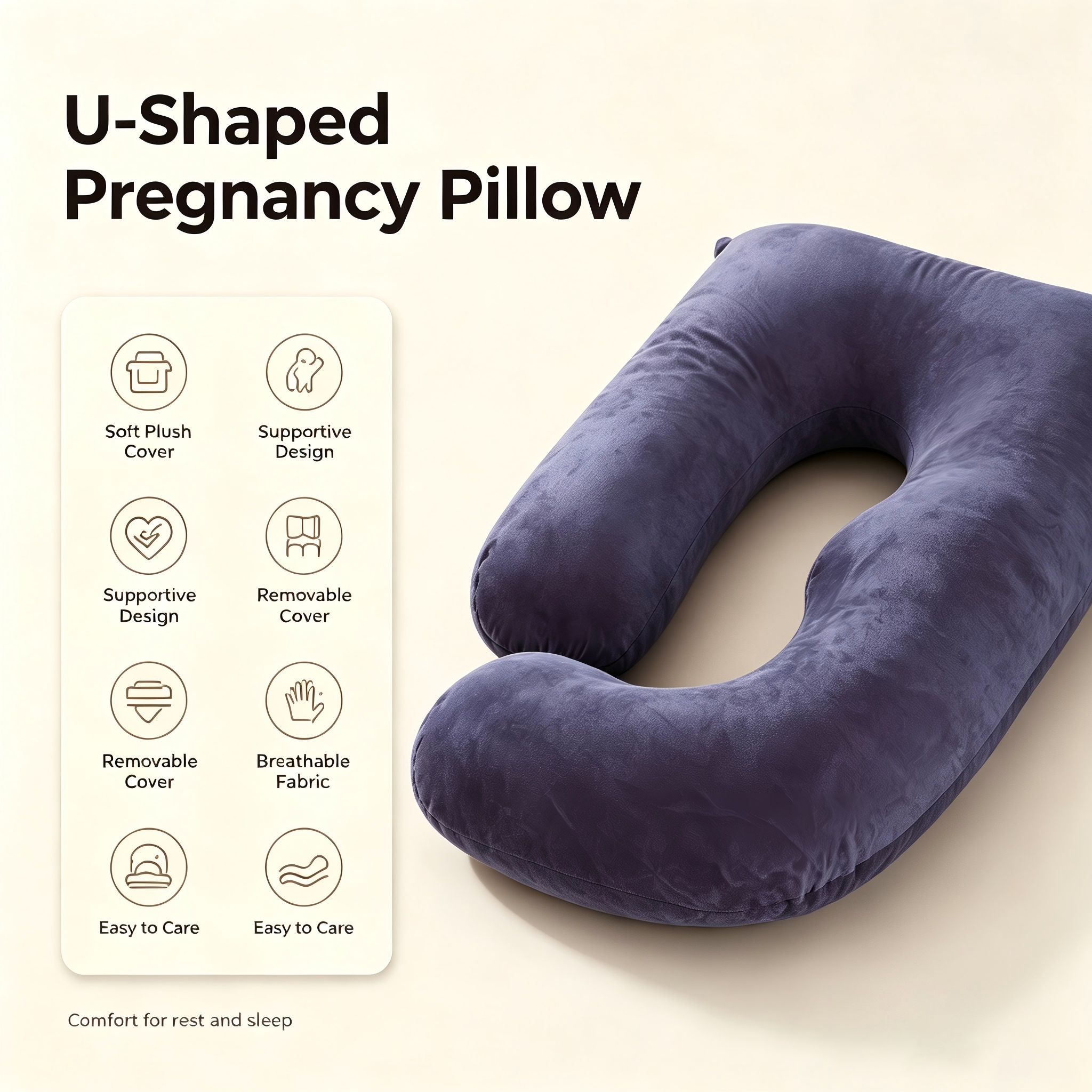 Full Body Pregnancy Pillow, U Shaped Maternity Pillow with Soft Cushion Filling and Washable Cover, Large Bed Pillow for Home