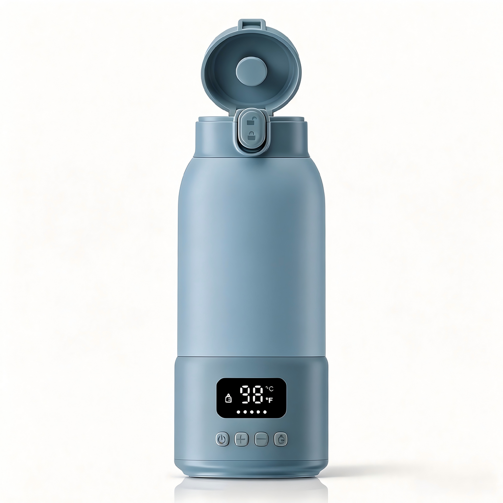 Portable Bottle Warmer, 17 oz Capacity, 316L Stainless Steel Interior, USB Rechargeable, Digital Display, Preset Temperature Options
