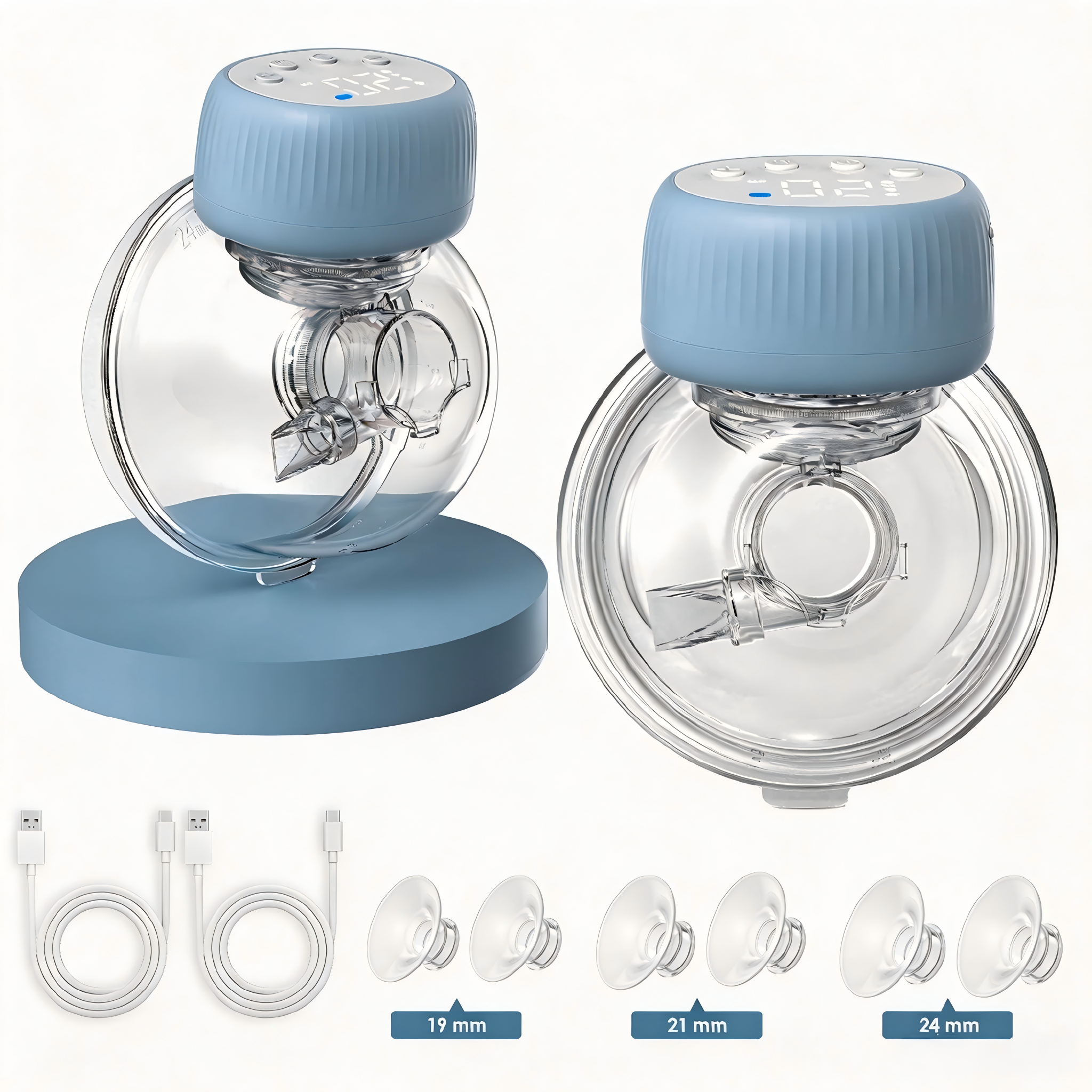 Wearable Breast Milk Collector, 4 Program Settings, 48 Suction Indices, Curved Display, Silicone Flange, Cordless Configuration