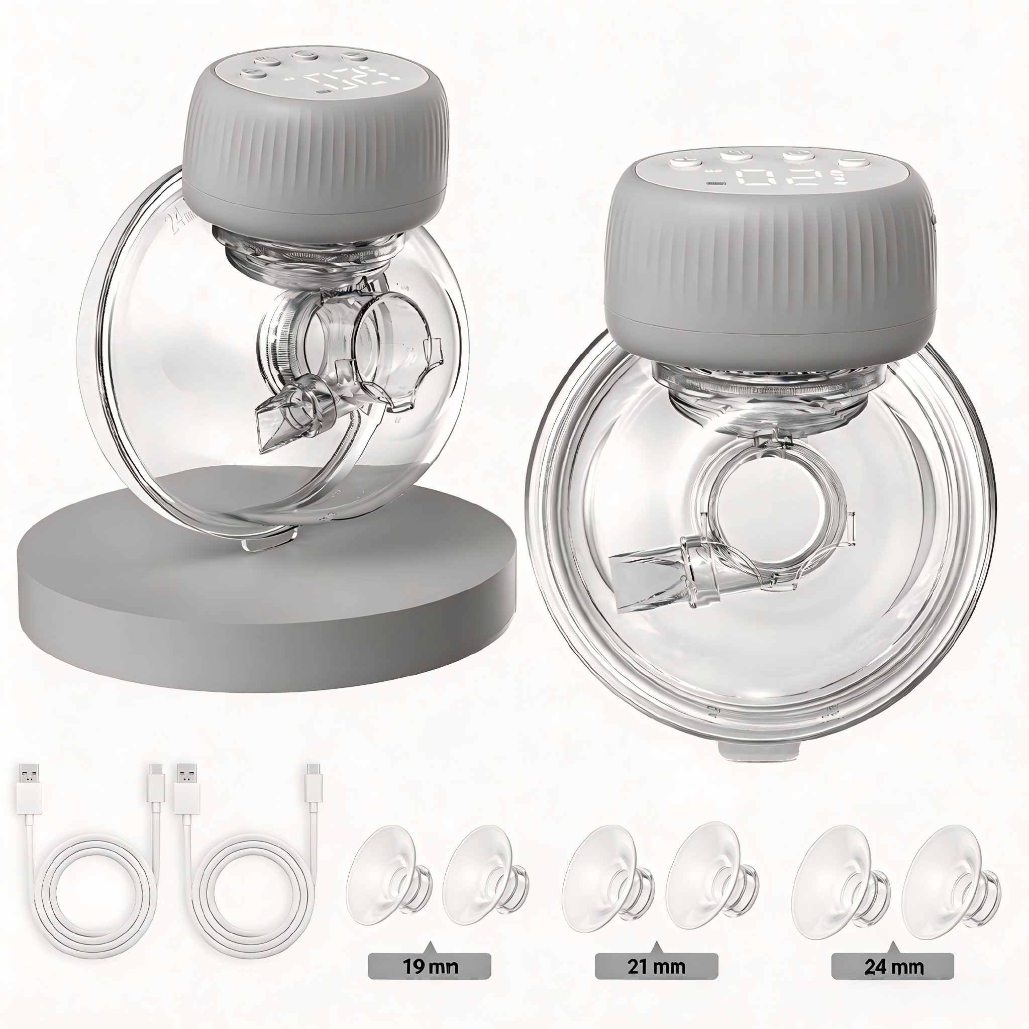 Wearable Breast Milk Collector, Portable Electric Breast collector with 4 Modes & 48 Levels, Curved LCD Display, USB Rechargeable