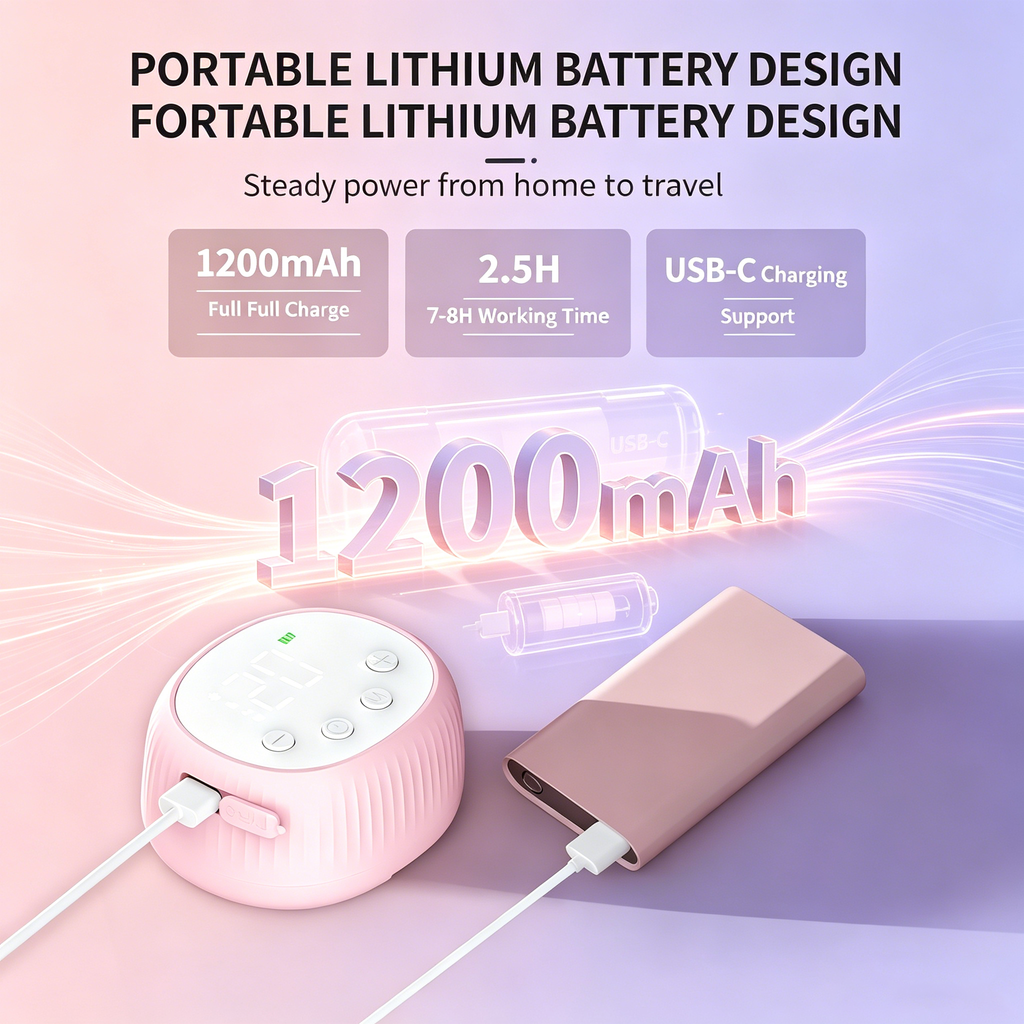Wearable Breast Pump, Hands-Free Design with 4 Modes & 48 Adjustable Levels, Curved LCD Display, Button Control, USB Rechargeable, Soft Silicone Flange