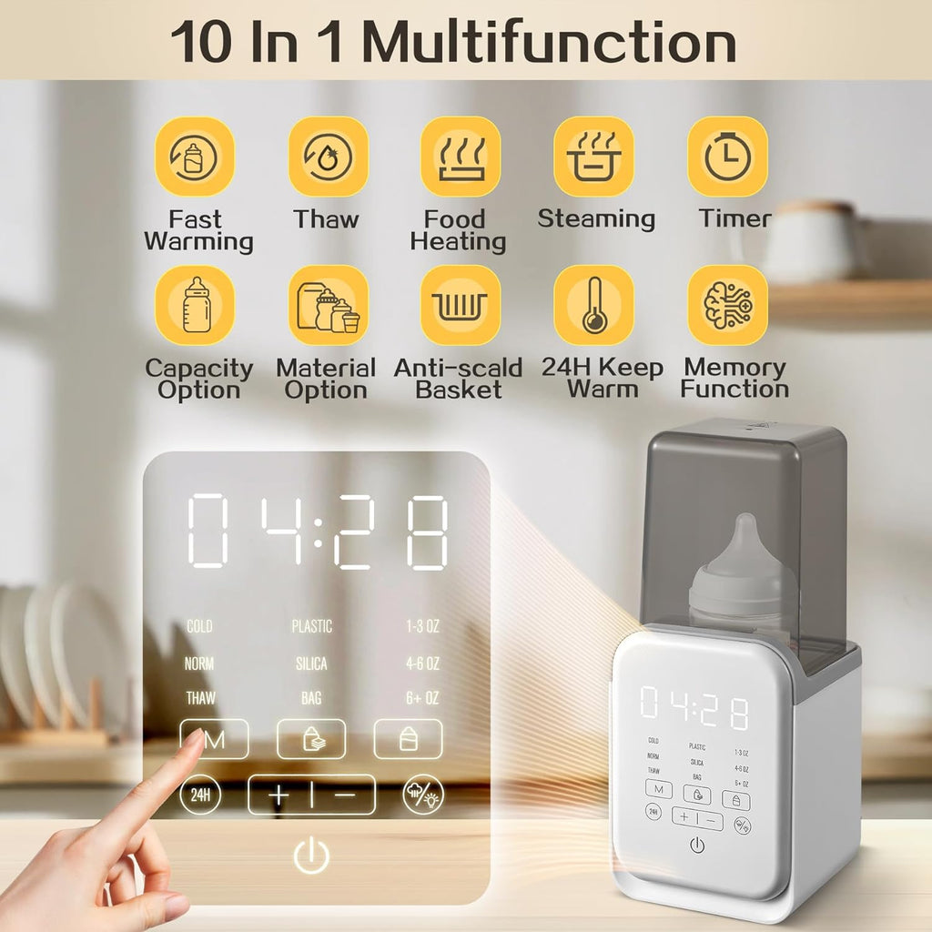 8-in-1 Baby Bottle Warmer, Digital Bottle Heater with Timer and Temperature Control Settings, Portable Design for Kitchen Use
