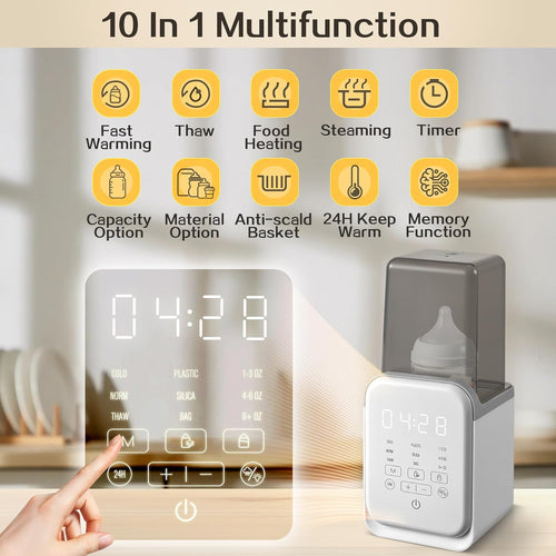 8-in-1 Baby Bottle Warmer, Digital Bottle Heater with Timer and Temperature Control Settings, Portable Design for Kitchen Use