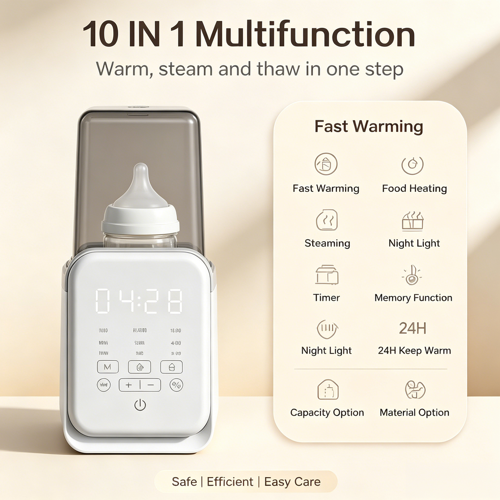 Bottle Warmer with Timer and Temperature Settings, Digital Baby Bottle Heater with Compact Design for Home Use