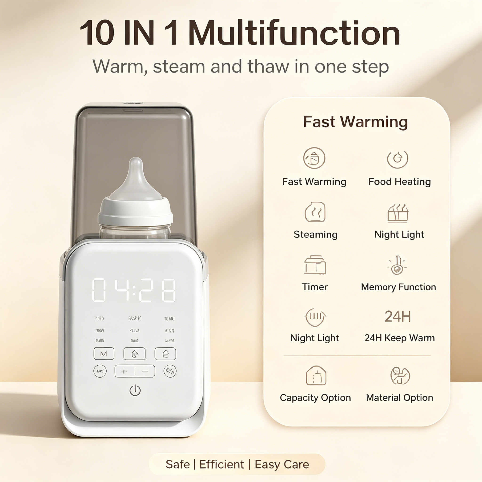 Bottle Warmer with Timer and Temperature Settings, Digital Baby Bottle Heater with Compact Design for Home Use
