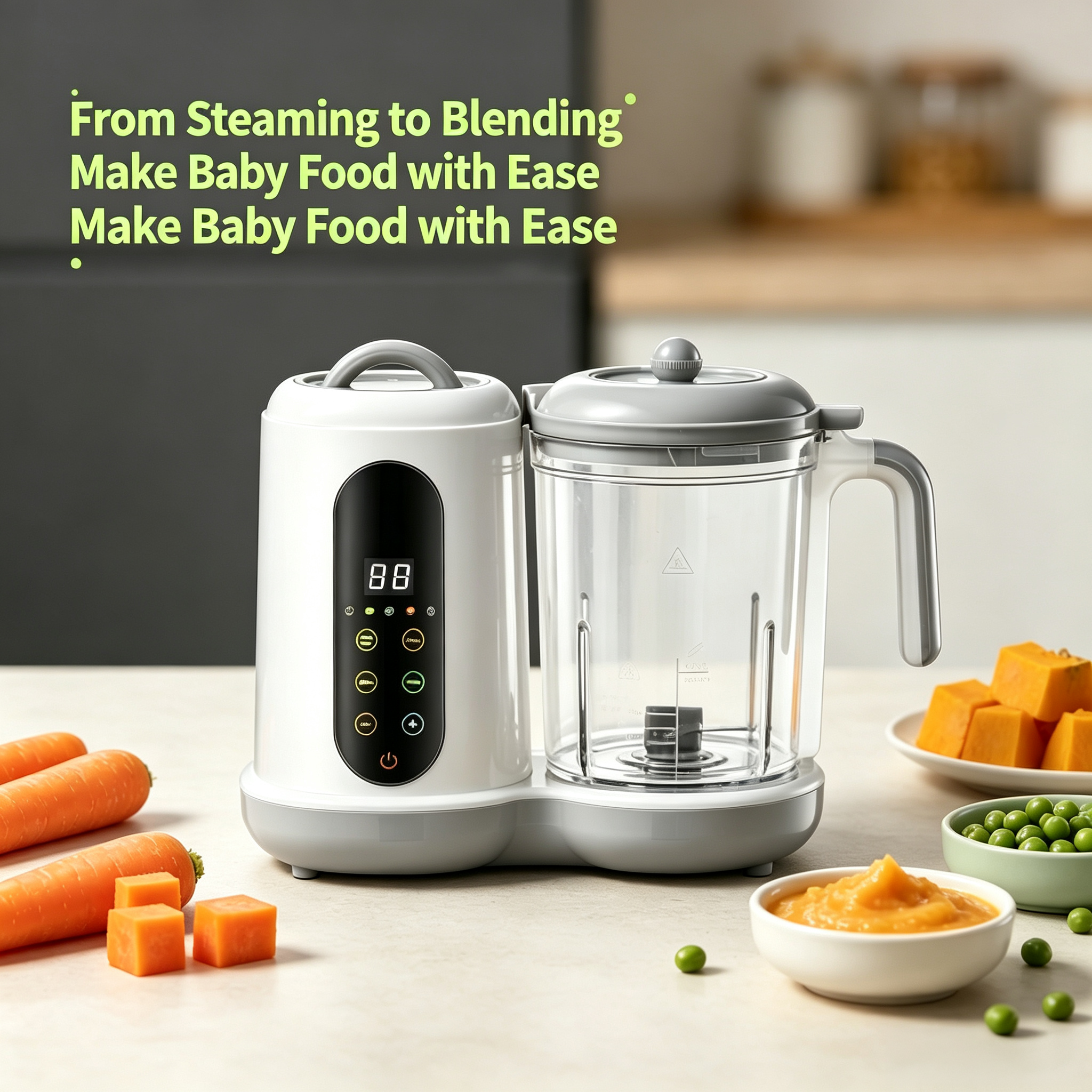 All-in-One Baby Food Maker, Steamer and Blender with Puree Function, Multi-Function Kitchen Appliance for Home Use