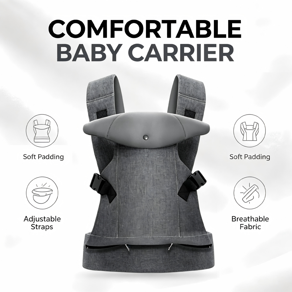 Adjustable Baby Carrier, Padded Lining, Lightweight Fabric Construction
