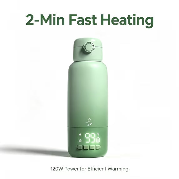 Upgraded Portable Bottle Warmer, 17 oz Large Capacity, 16000mAh Long Battery Life, 2-Min Fast Heating for Travel, Ideal for Heating Milk, Formula and Water On-the-Go