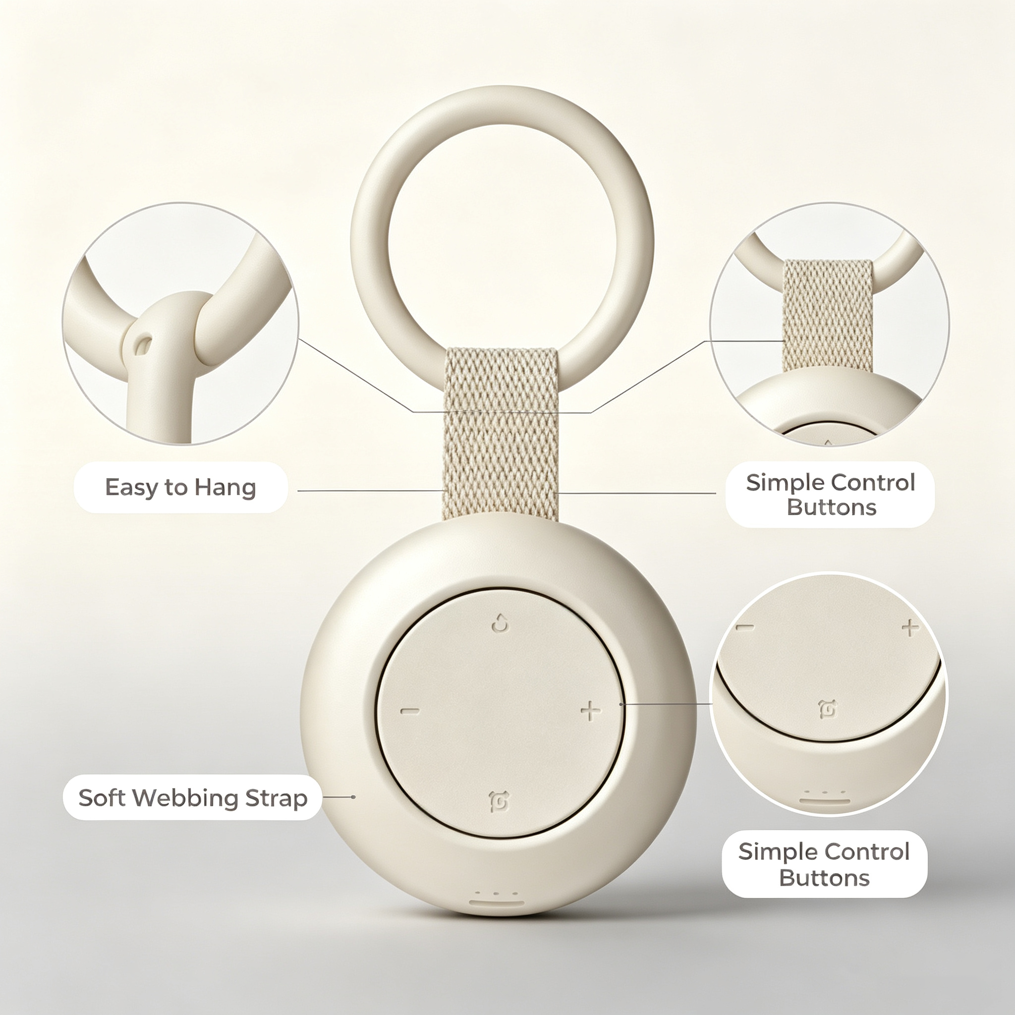 Clip-On Portable Baby Sound Machine with Night Light, 20 Built-In Sounds, Auto Timer and USB-C Rechargeable Design