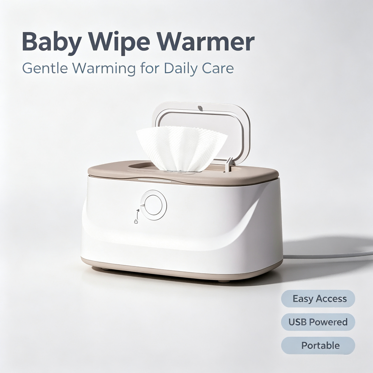 Baby Wipe Warmer Dispenser with 4 Adjustable Warmth Settings, Dimmable Night Light, Large Capacity Storage