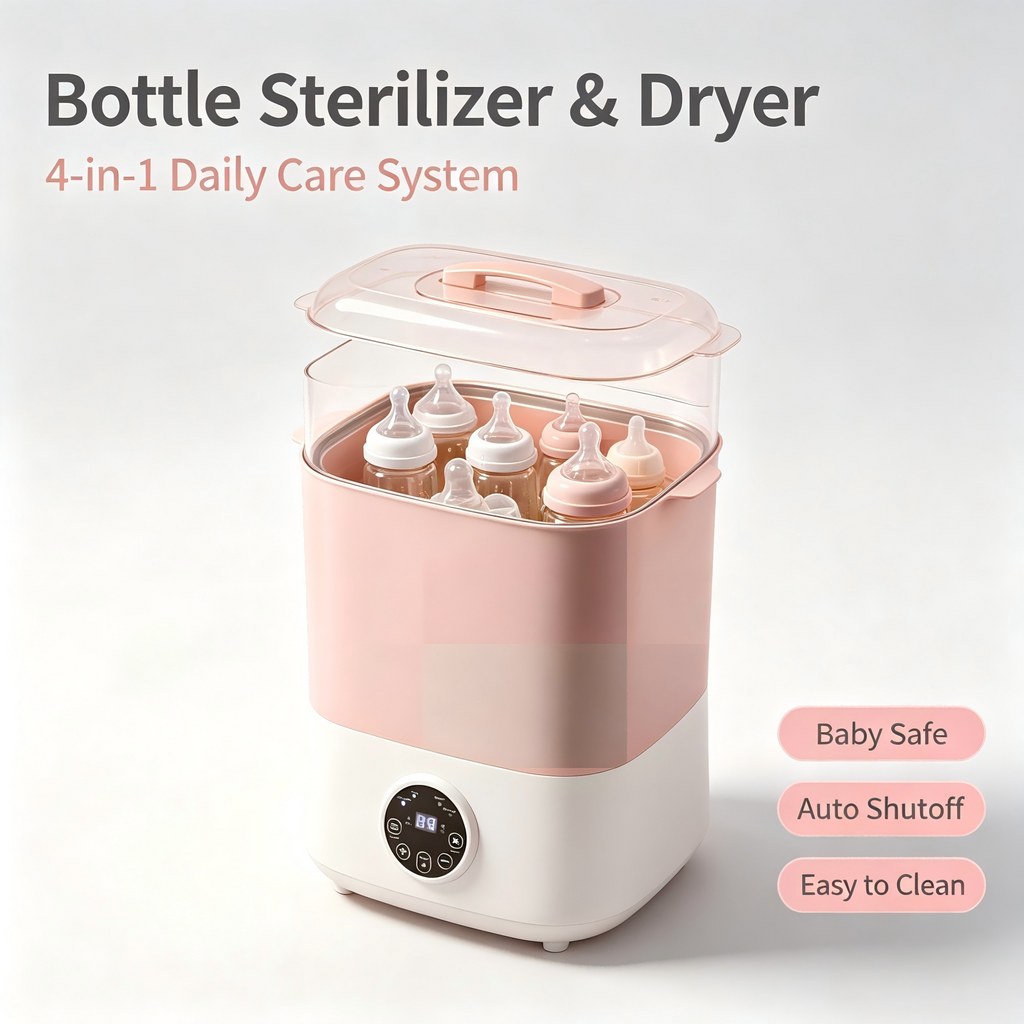 Lreya 4-in-1 Baby Bottle Sterilizer and Dryer, Electric Steam Sterilizer with Auto Drying, Bottle Warmer and Storage for Baby Bottles, Nipples and Breast Pump Parts