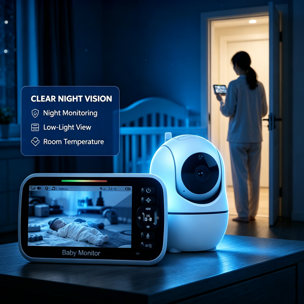 5" IPS Video Baby Monitor with Remote Camera, Night Vision, Voice Communication and Adjustable Display Unit