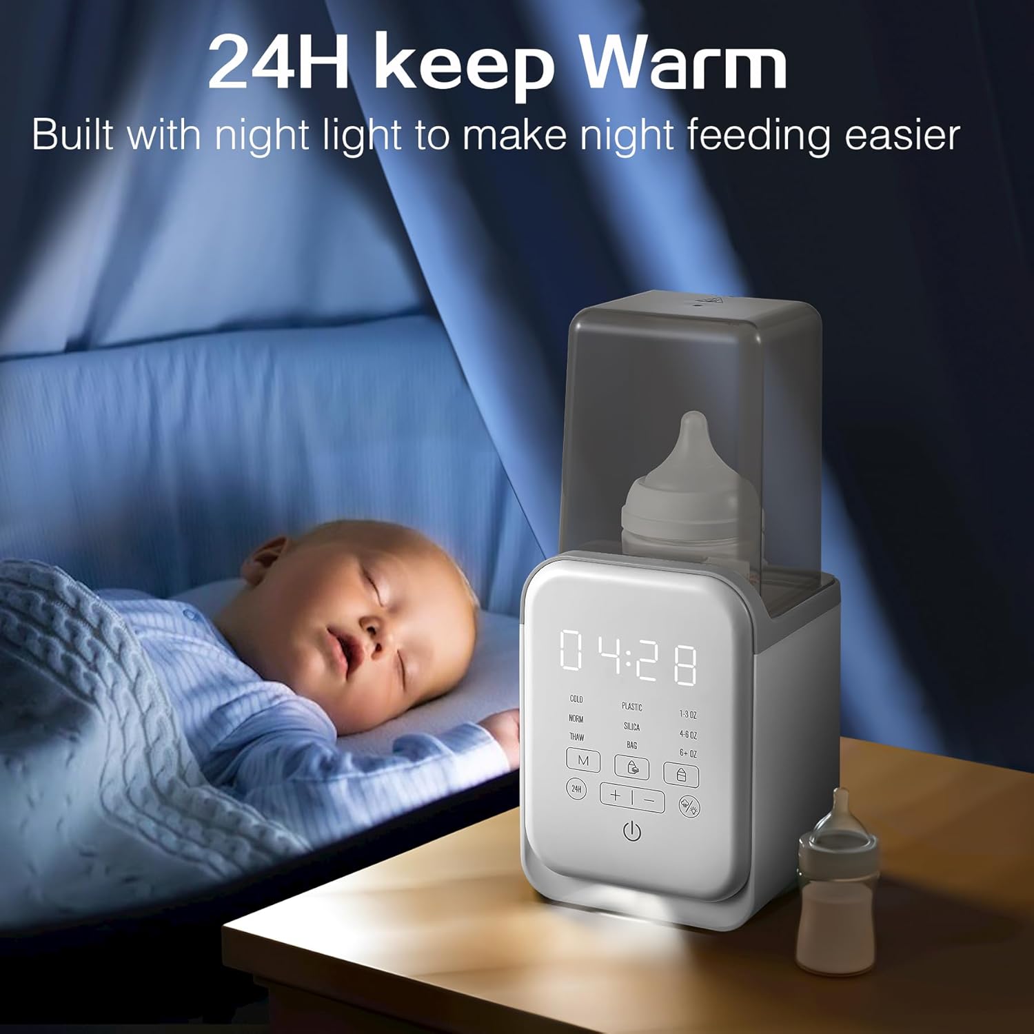 8-in-1 Baby Bottle Warmer, Digital Bottle Heater with Timer and Temperature Control Settings, Portable Design for Kitchen Use