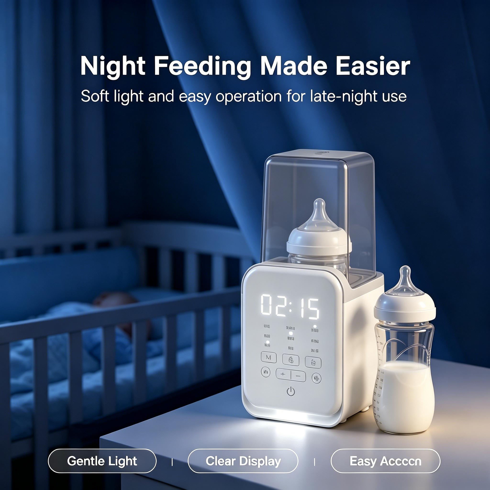 Electric Bottle Warmer, Multi Function Baby Bottle Heater with Adjustable Temperature, Timer and Removable Basket