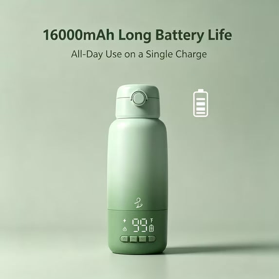 Upgraded Portable Bottle Warmer, 17 oz Large Capacity, 16000mAh Long Battery Life, 2-Min Fast Heating for Travel, Ideal for Heating Milk, Formula and Water On-the-Go