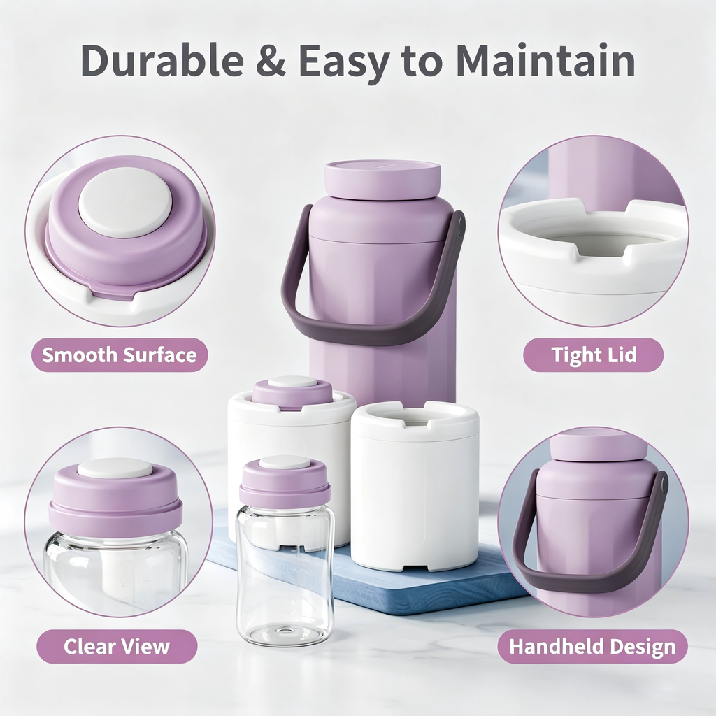 22oz Portable Breast Milk Storage Cooler Bag with 2 Bottles, Travel Pumping Storage Bag for Work, Commute and Outdoor Use