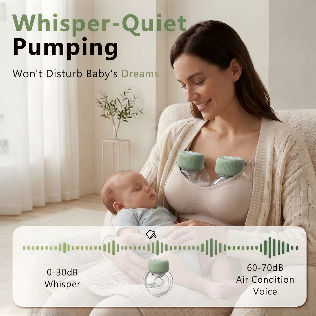 Wearable Breast Pump, Hands-Free Design with 4 Modes & 48 Adjustable Levels, Curved LCD Display, Button Control, USB Rechargeable, Soft Silicone Flange