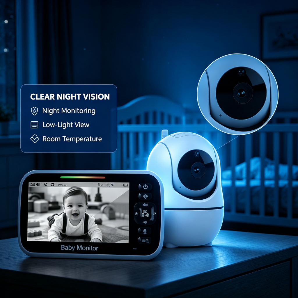 5" Video Baby Monitor with IPS Display, Remote Camera Control, Night Vision, Two-Way Audio and Mount Accessories