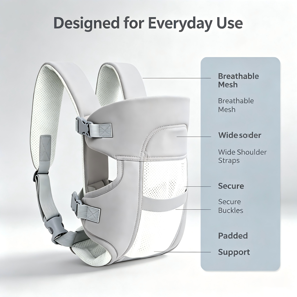 3-in-1 Baby Carrier, Adjustable Multi-Position Baby Carrier with Soft Padding, Lightweight Design for Daily Family Use
