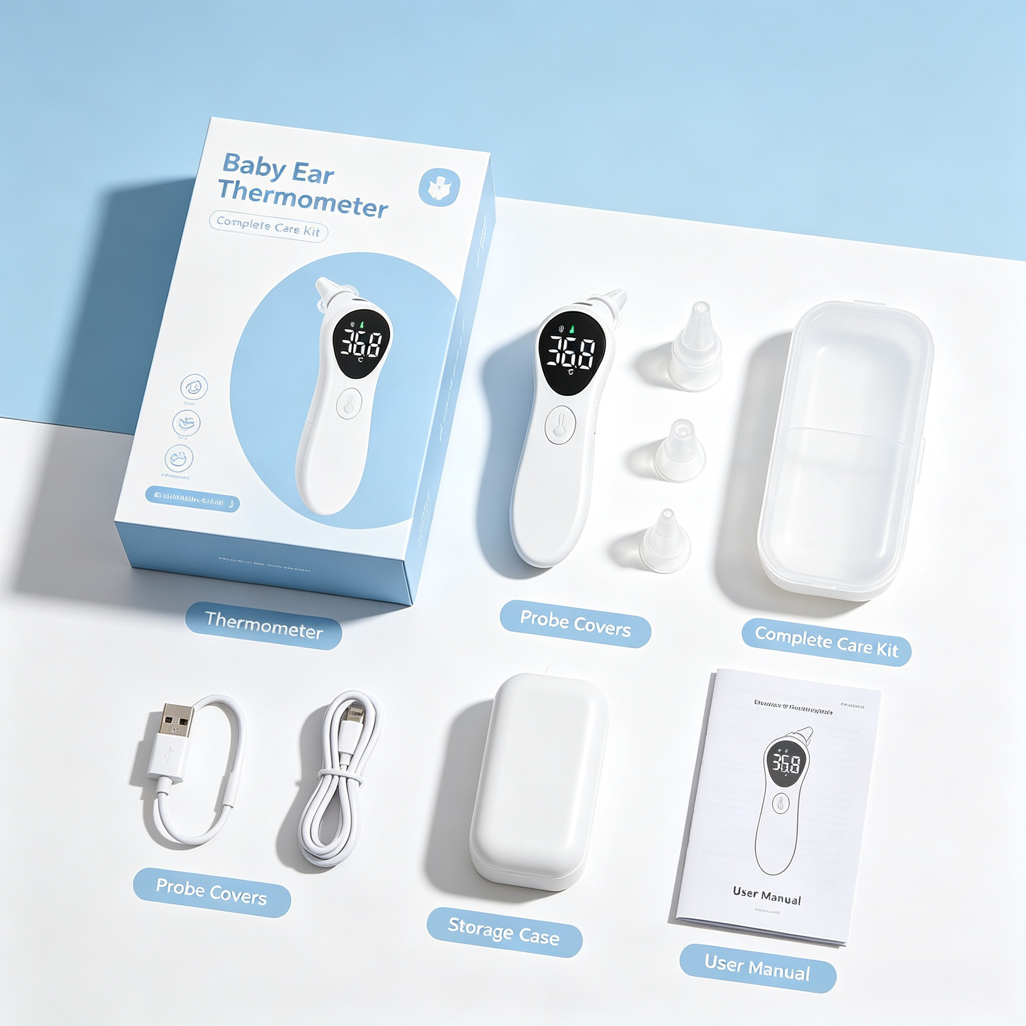 Touch-Free Infrared Forehead Thermometer, Digital Temperature Reader for Family Use