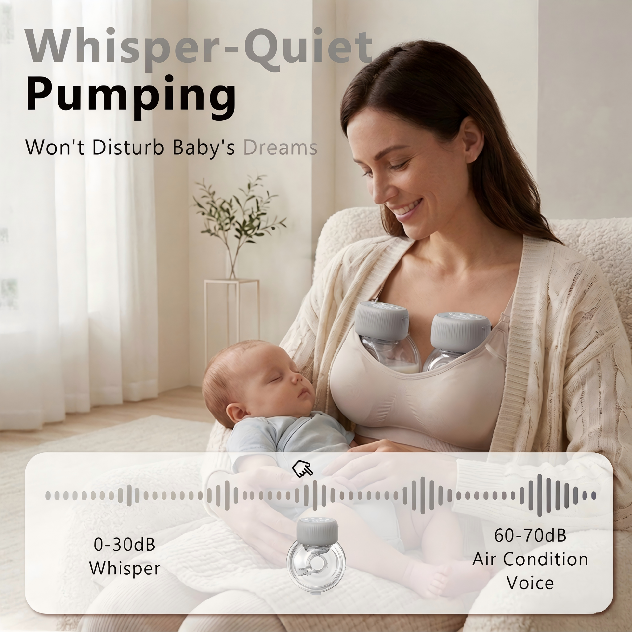 Wearable Breast Milk Collector, Portable Electric Breast collector with 4 Modes & 48 Levels, Curved LCD Display, USB Rechargeable