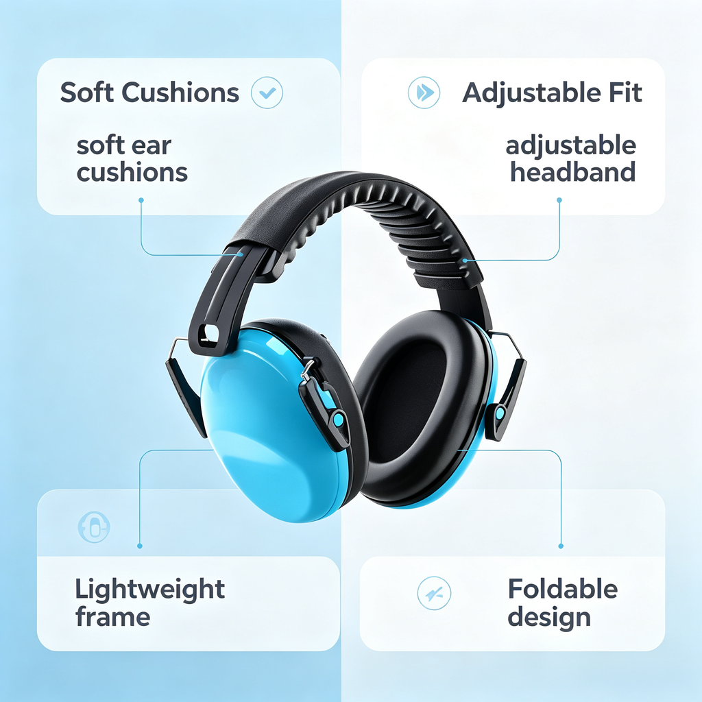 Baby Noise Reduction Earmuffs for Infants & Toddlers 3-36 Months, Adjustable Lightweight Ear Covers for Travel and Outdoor Activities