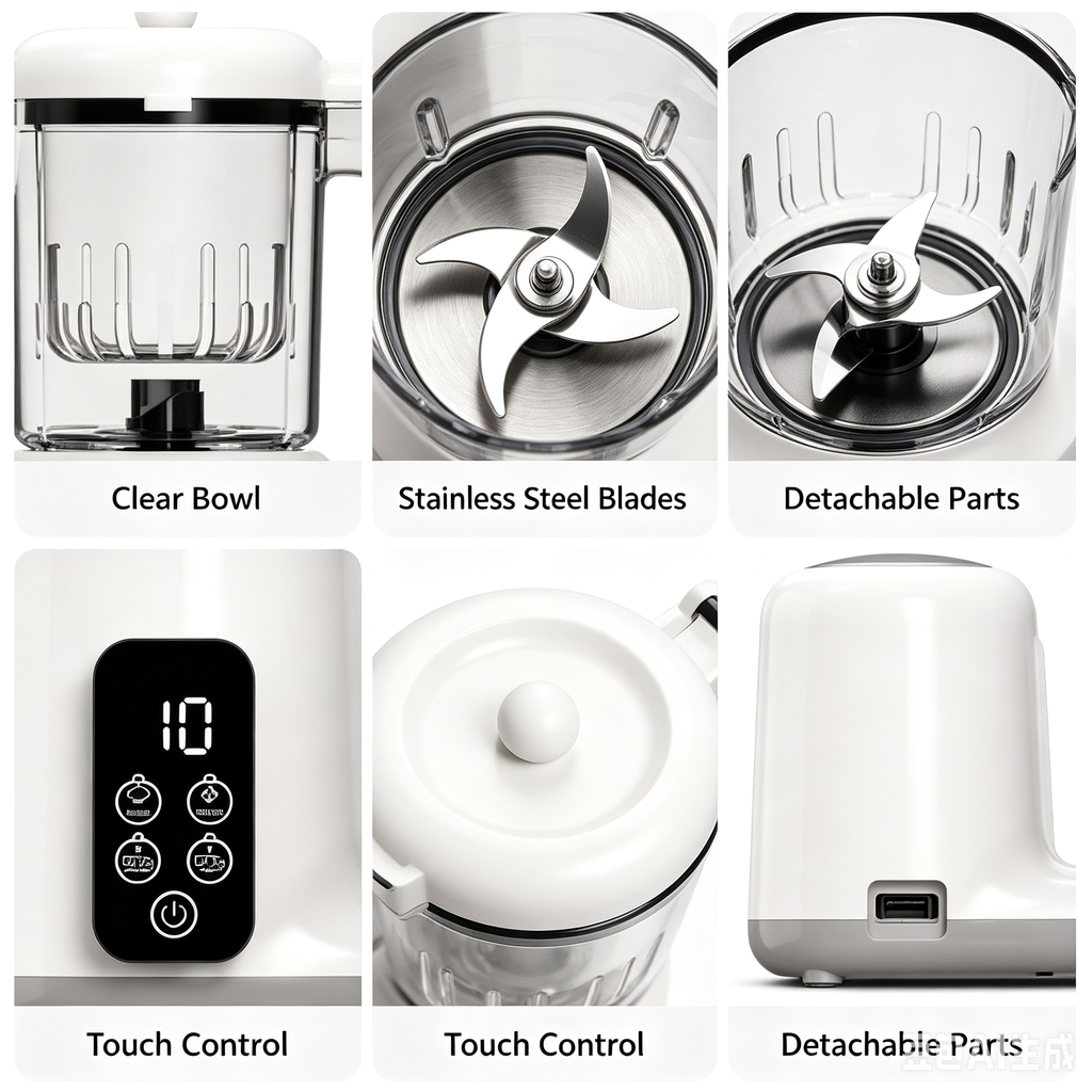 Baby Food Maker, Steamer and Blender with Puree Function, Multi-Function Kitchen Appliance for Home Use