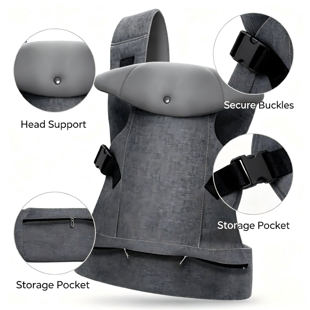 Adjustable Baby Carrier, Padded Lining, Lightweight Fabric Construction