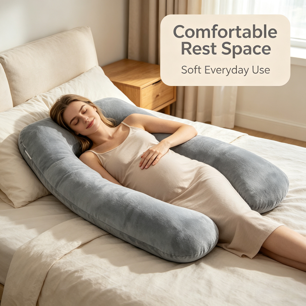 Maternity Pregnancy Pillow, U Shape Full Body Pillow with Removable Cover, Large Soft Cushion for Bed and Home Use