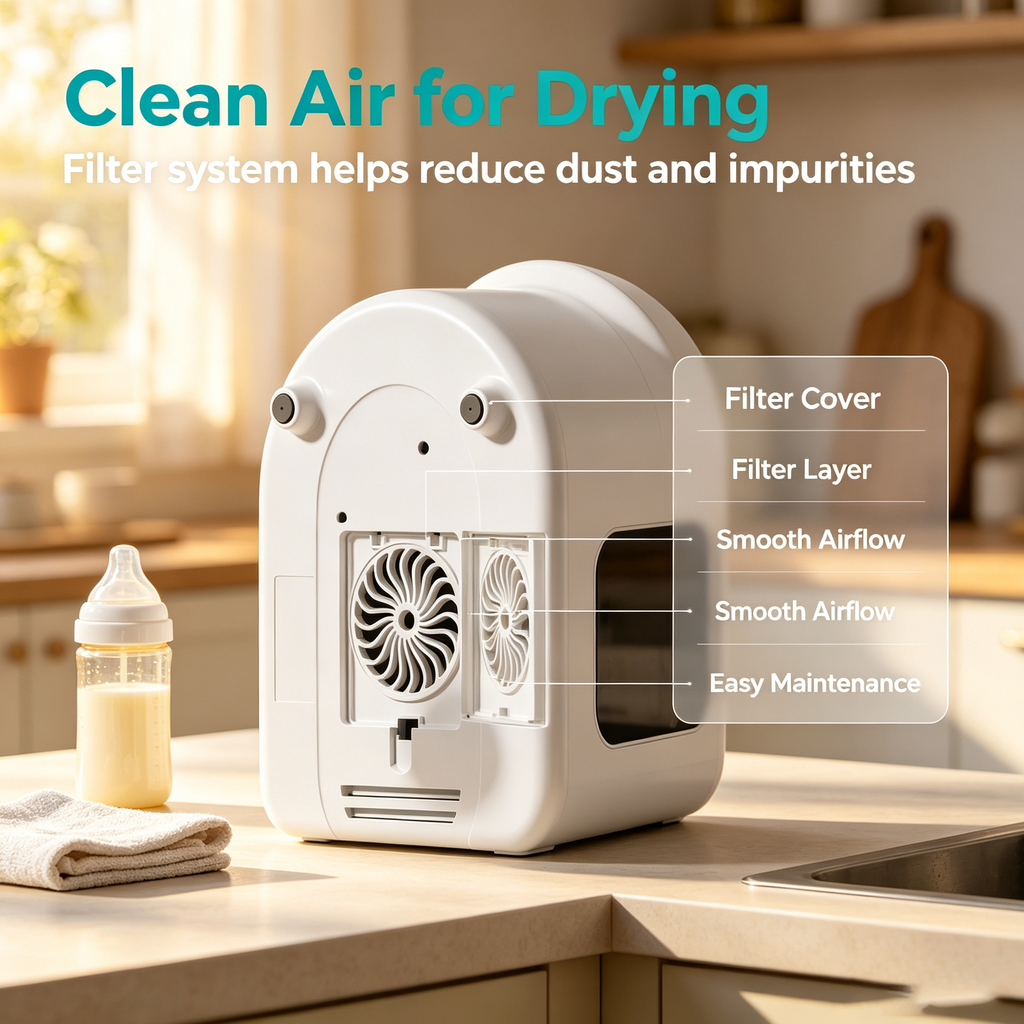 Baby Bottle Sterilizer and Dryer, Multi Function Steam Bottle Cleaner with Hot Air Drying and Timer Control for Home Use