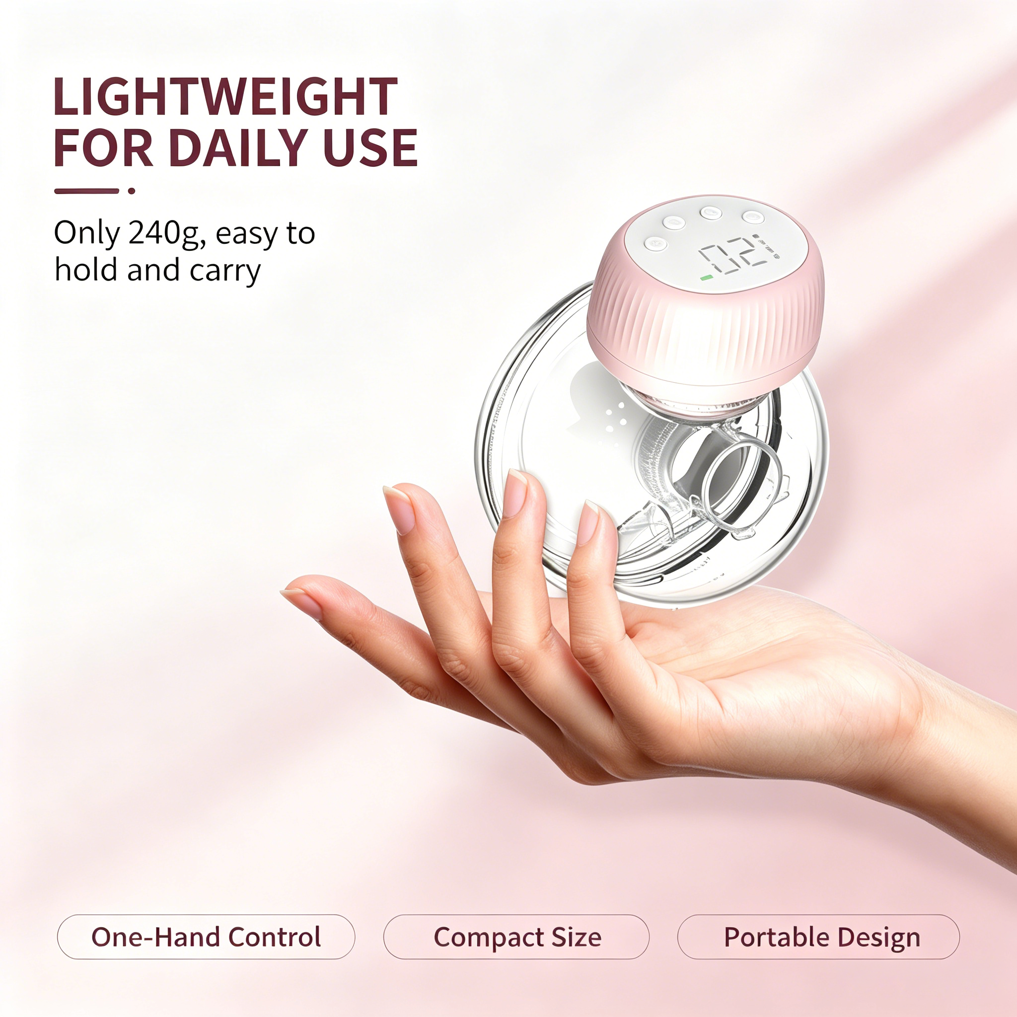 Wearable Breast Pump, Hands-Free Design with 4 Modes & 48 Adjustable Levels, Curved LCD Display, Button Control, USB Rechargeable, Soft Silicone Flange