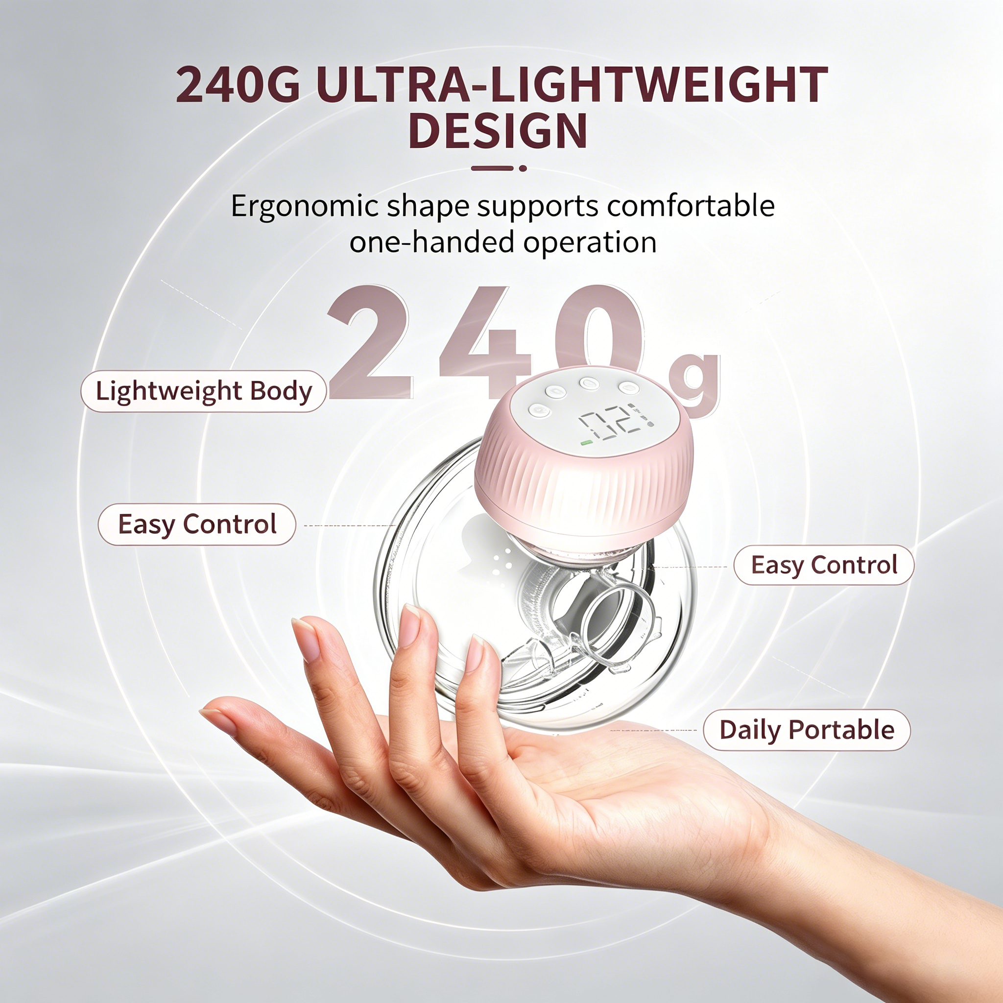 Hands-Free Wearable Breast Pump with 4 Pumping Modes, 48 Adjustable Levels, Digital LCD Screen, USB Rechargeable Battery, Soft Silicone Flange