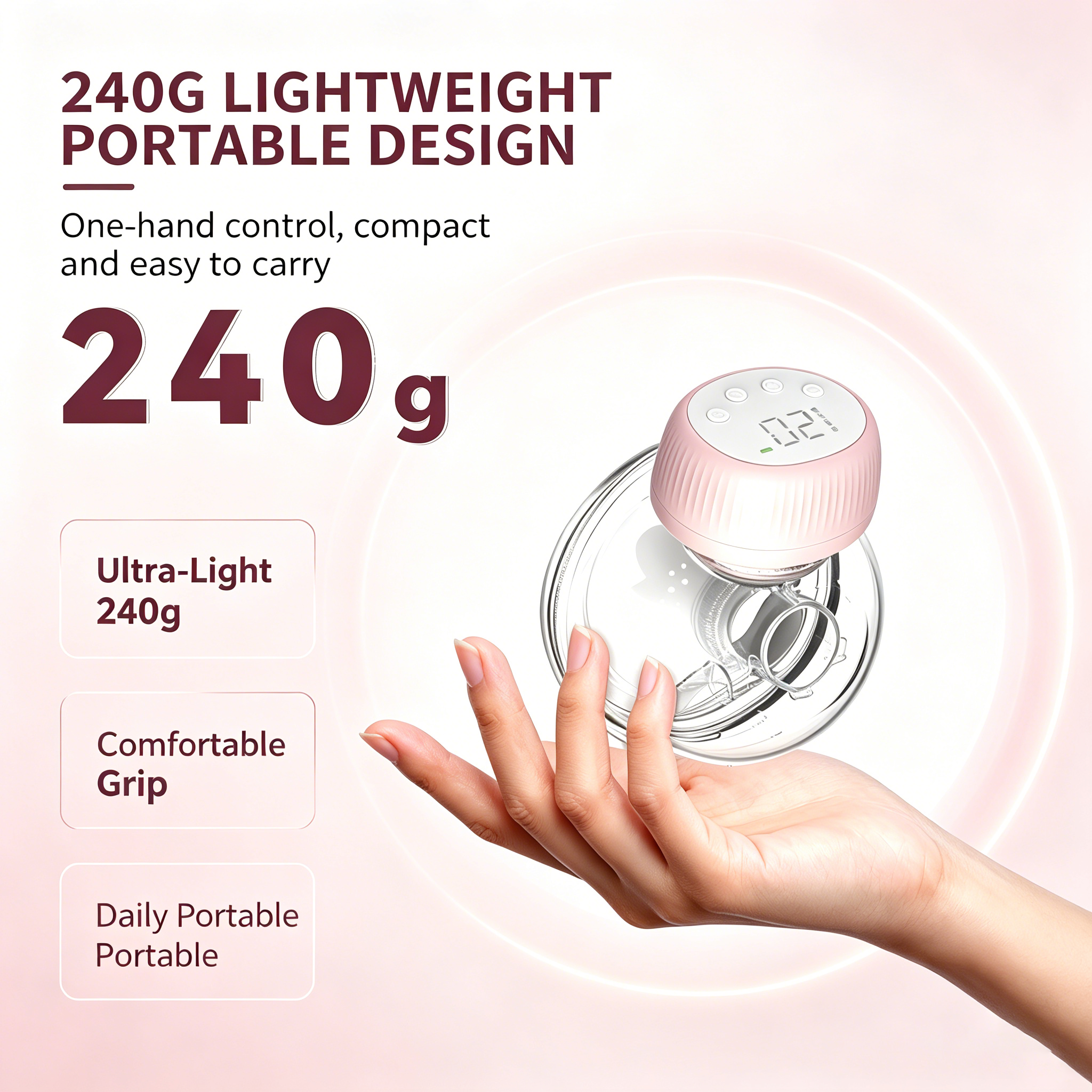 Hands-Free Wearable Breast Pump, 4 Operating Modes, 48 Adjustable Levels, Curved LCD Screen, USB Rechargeable, Comfortable Silicone Flange