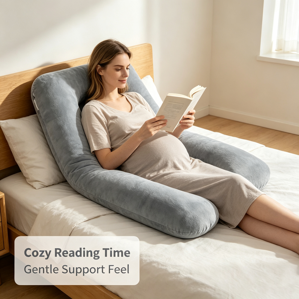 U Shape Pregnancy Pillow, 57 Inch Full Body Maternity Pillow with Removable Washable Cover, Soft Filling Cushion for Home Use