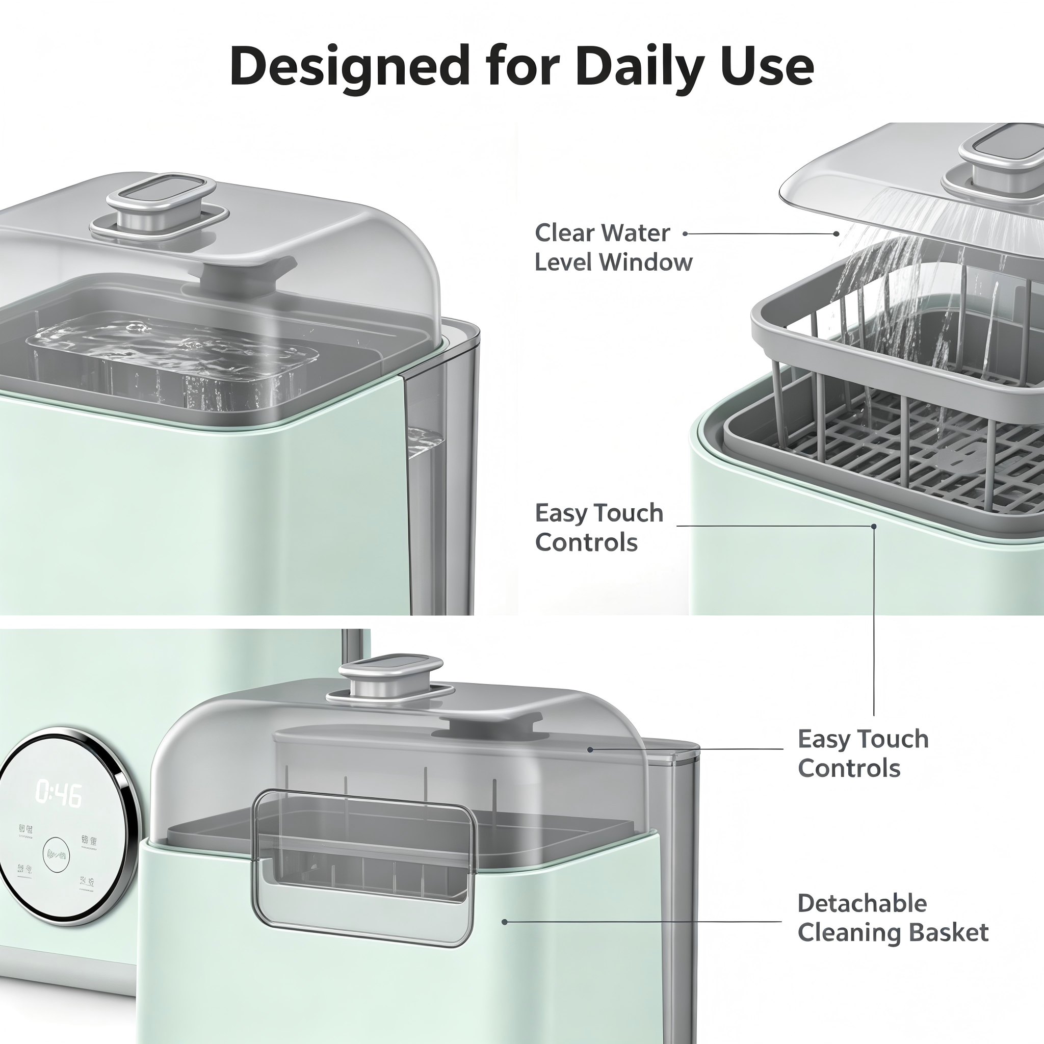 Baby Bottle Washer and Dryer, Automatic Cleaning Machine with Drying and Storage Functions for Bottles and Accessories