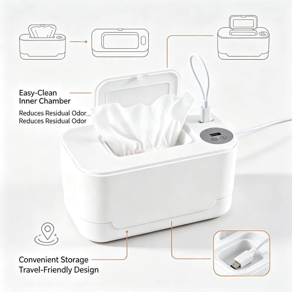 Baby Wipe Warmer Dispenser with 4 Adjustable Warmth Settings, Dimmable Night Light and Large Capacity Design