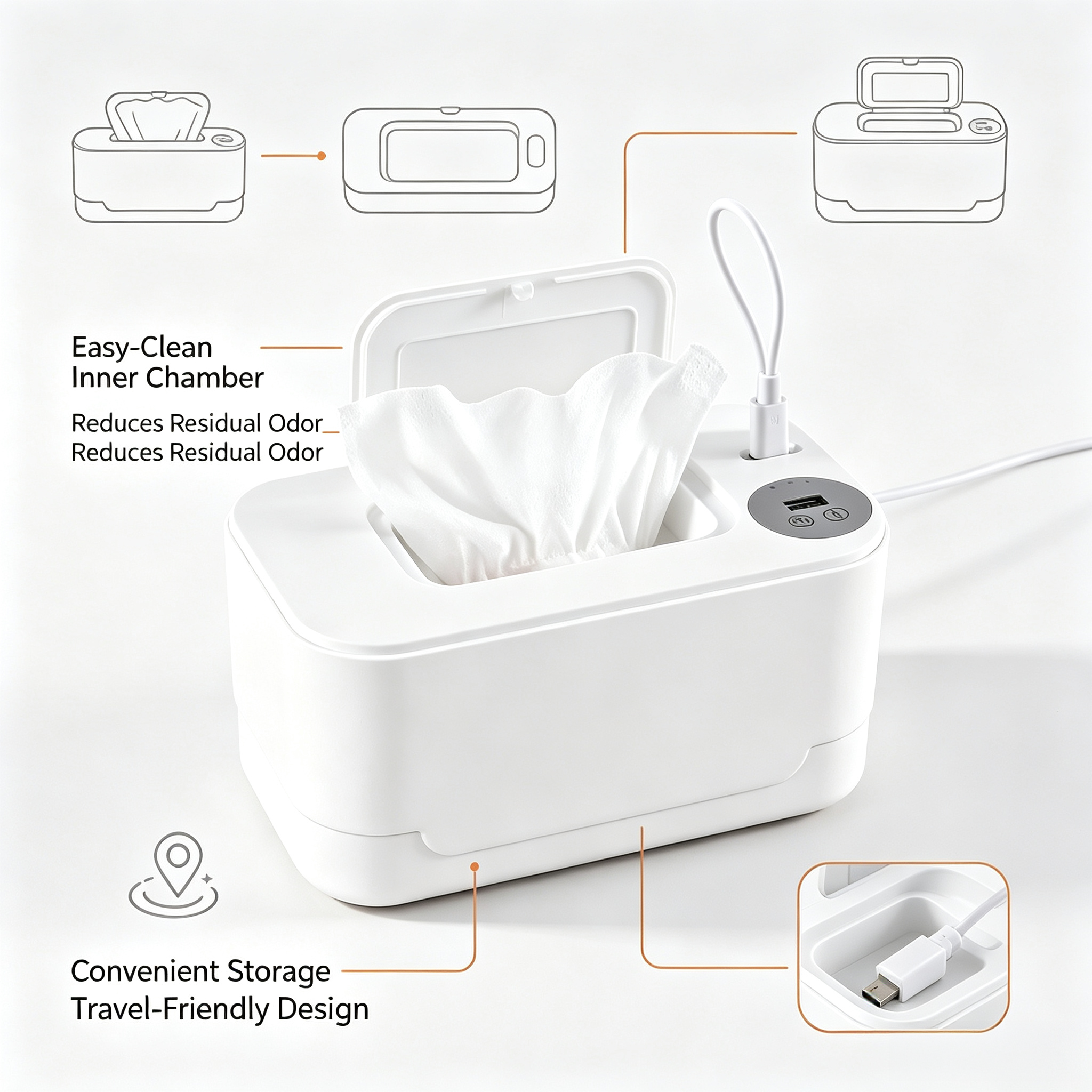 Baby Wipe Warmer Dispenser with 4 Adjustable Warmth Settings, Dimmable Night Light and Large Capacity Design