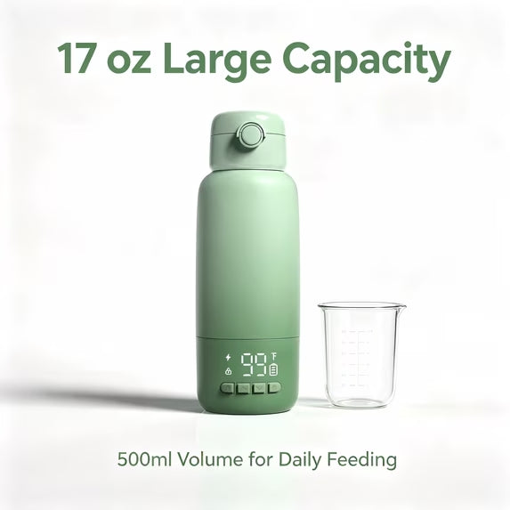 Upgraded Portable Bottle Warmer, 17 oz Large Capacity, 16000mAh Long Battery Life, 2-Min Fast Heating for Travel, Ideal for Heating Milk, Formula and Water On-the-Go